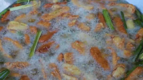 Koken Concept Gefrituurde Verse Banaan Voor Thaise Snack Banaan Wordt — Stockvideo