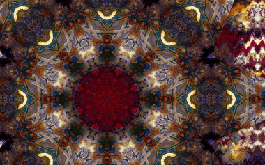 soyut desenli renkli illüstrasyon, soyut geometri, kusursuz süslemeli ve geometrik desenli illüstrasyon, asimetrik, arabesk