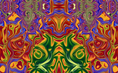 soyut desenli renkli illüstrasyon, soyut geometri, kusursuz süslemeli ve geometrik desenli illüstrasyon, asimetrik, arabesk