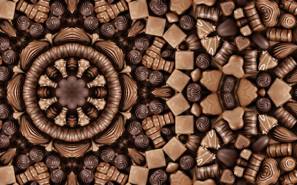 Hermosa Ilustración Dulces Chocolate Con Fondo Geométrico Ilustración Con Adornos —  Fotos de Stock