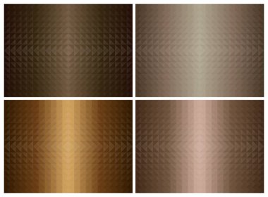 Soyut geometrik üçgen şekilli arka plan seti, kahverengi toprak rengi. Kapak tasarımı. Vektör illüstrasyonu.