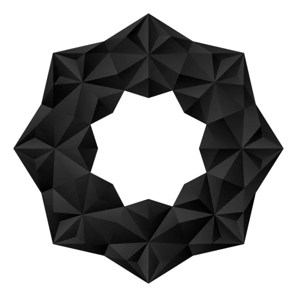 Μαύρο Γεωμετρικό Οκτάκτινο Λουλούδι Φτιαγμένο Στυλ Οριγκάμι Μαντάλα Εικονογράφηση Διανύσματος — Διανυσματικό Αρχείο