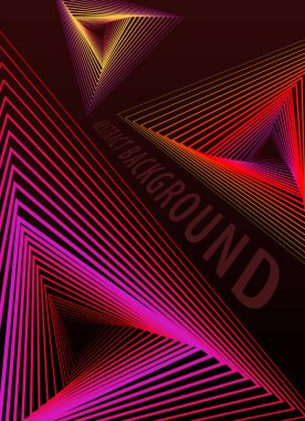 Soyut arkaplan poster şablonu renkli. Düzenlenebilir üçgen çizgiler kırmızı pembe sarıyı harmanlıyor. Vektör illüstrasyonu.