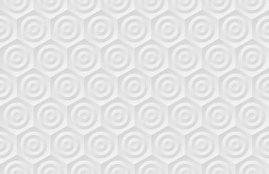 Soyut, pürüzsüz model arkaplanı. Çember altıgen şeklinde yuva yapmış durumda. Üç boyutlu beyaz eğim. Vektör illüstrasyonu.