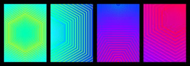 Koleksiyon arka plan tasarımı doğrusal altıgen karışımı ince ile kalın arasında. Kartvizit, tasarım, broşür, poster, afiş ve web tasarımı için renkli gradyan şablonu. Vektör illüstrasyonu.