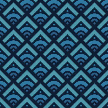 Su dalgası şekilli arka plan kareleri ve kıvrımlı köşeler. Kusursuz geometrik desen. Vektör illüstrasyonu.