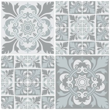 Kusursuz dekoratif desenler ayarlandı. Uygulamalı Tayland sanatı. Kartlar, afişler, broşürler, afişler, posterler, baskılar, döşemeler, duvarlar, duvar kağıtları, web sitesi, fayanslar için soyut bir arkaplan. Vektör illüstrasyonu.