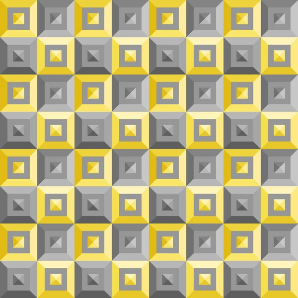 Fundo Padrão Abstrato Sem Costura Tábua Quadrada Cinza Amarelo Tridimensional — Vetor de Stock