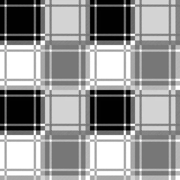 シームレスなタータンの背景パターン ホワイトグレーブラックモノクロームカラー ファブリック タイル カバー ポスター チラシ バナー テーブルクロス 壁のためのテクスチャデザイン — ストックベクタ
