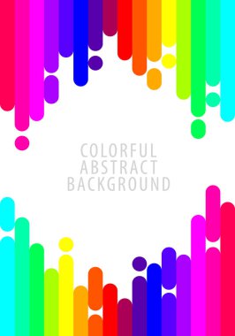 Soyut arkaplan kalıbı. Renkli çizgili dikey çizgiler Gökkuşağı gradyanı. Yayınlama, kapak, kart, poster, broşür, pankart, duvar için şablon tasarımı. Vektör illüstrasyonu.
