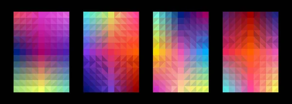 Conjunto Patrón Geométrico Abstracto Cuadrado Triángulo Degradado Fondo Colorido Diseño — Vector de stock