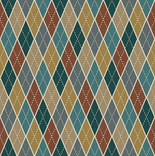 Argyle Seamless Pattern Background Retro Beige Color Tartan Plaid Texture — Wektor stockowy