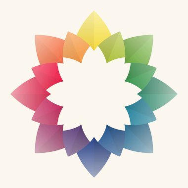 Renkli çiçek yaprağı çerçevesi. Pastel renk tonları. Mandala şekli. Metin için boş arkaplan bırak. Yayınlar, kapaklar, kartlar, posterler, el ilanları, duvarlar için tasarım öğeleri. Vektör illüstrasyonları.