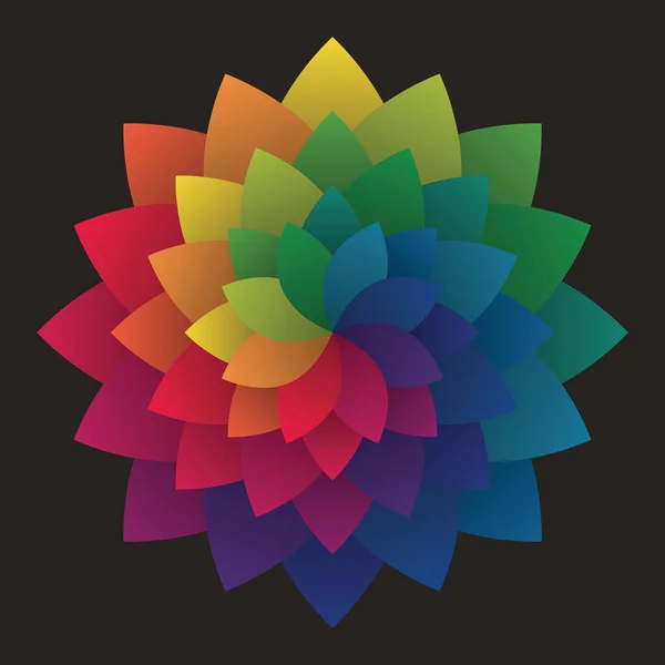 Bunte Blumenmuster Regenbogen Mandala Form Farbverlauf Theorie Gestaltungselemente Für Publikationen — Stockvektor