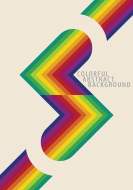 Soyut desen renkli arkaplan. Gökkuşağı çizgili şimşek. Retro tarzı tonlar. Yayınlama, kapak, poster, kart, broşür, pankart, duvar için şablon tasarımı. Vektör illüstrasyonu.