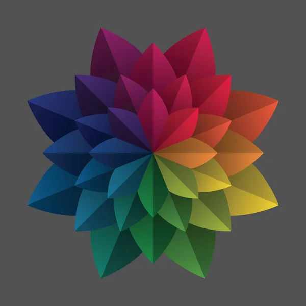 Regenbogen Acht Blütenblatt Blume Bunte Mandala Musterform Farbverlauf Theorie Gestaltungselemente — Stockvektor