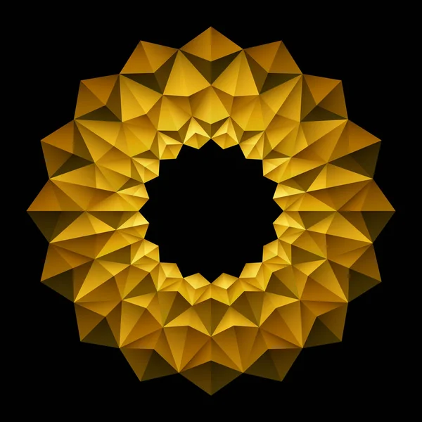 Γεωμετρικό Χρυσό Floral Μοτίβο Πλαίσιο Μαύρο Φόντο Origami Κύκλο Μανδάλα — Διανυσματικό Αρχείο