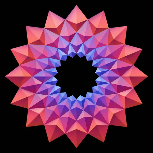 Κόκκινο Μπλε Origami Λουλούδι Μοτίβο Mandala Στυλ Γεωμετρικά Σχήματα Σχεδιασμός — Διανυσματικό Αρχείο
