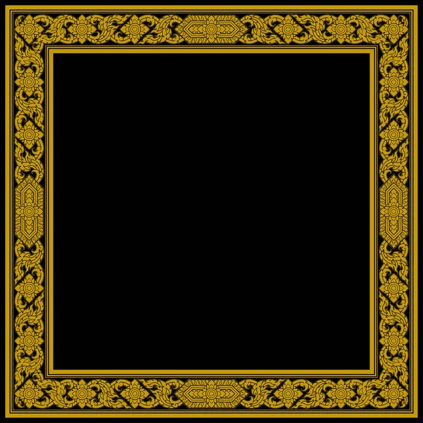 Golden Thai Τέχνη Μοτίβο Πλαίσιο Τετράγωνο Σχήμα Ρετρό Αντίκα Στυλ — Διανυσματικό Αρχείο