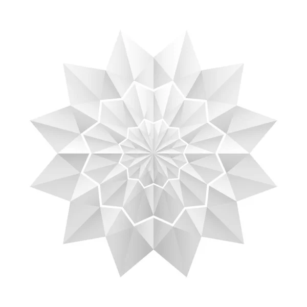 Λευκό Origami Μοτίβο Λουλούδι Mandala Στυλ Γεωμετρικά Σχήματα Σχεδιασμός Στοιχείων — Διανυσματικό Αρχείο