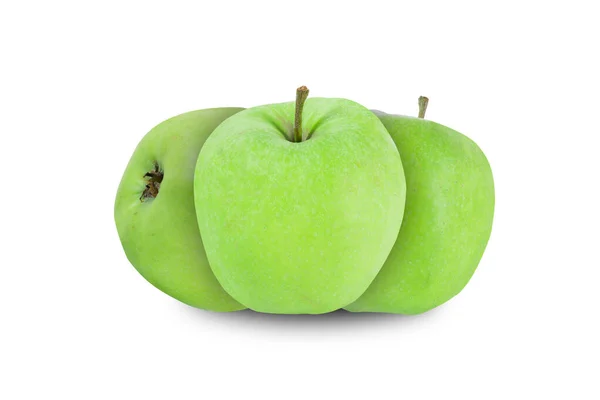 Zole Edilmiş Beyaz Arka Planda Yeşil Elma Taze Yeşil Elmalar — Stok fotoğraf