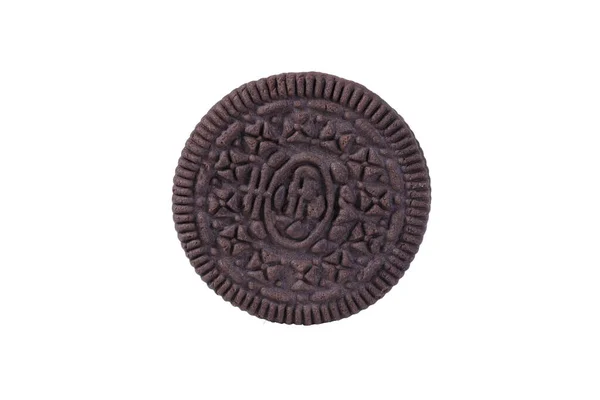 Schokolade Runder Keks Auf Isoliertem Weißen Hintergrund — Stockfoto