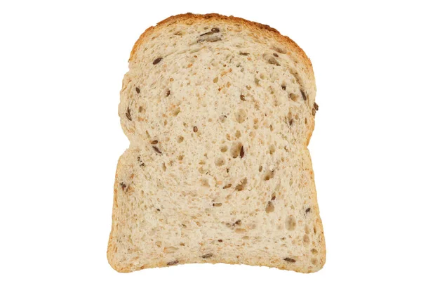 白色面包面包片顶部视图 与白种人隔离 — 图库照片