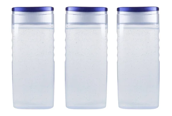 Пластикові Пляшки Гелем Душу Ізольованому Білому Тлі Прозорі Пластикові Пляшки — стокове фото