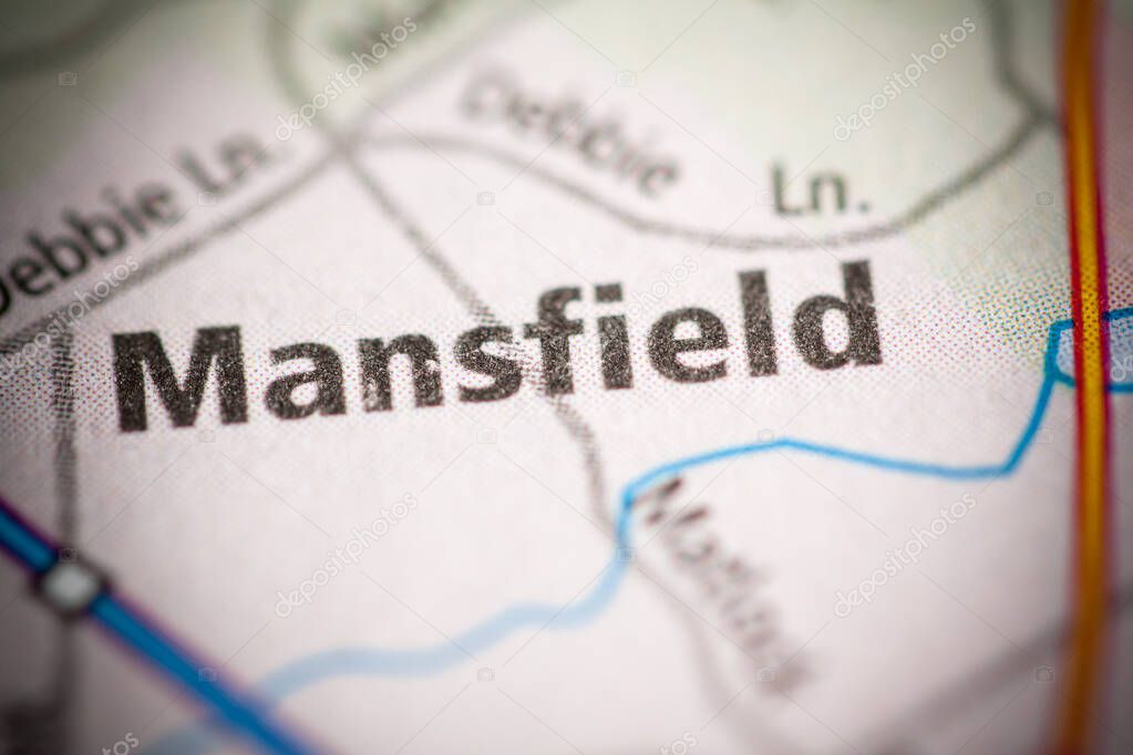 Mansfield on the map. Texas. USA