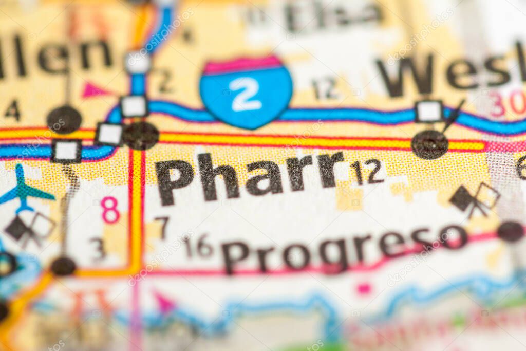 Pharr. Texas. USA, on the map