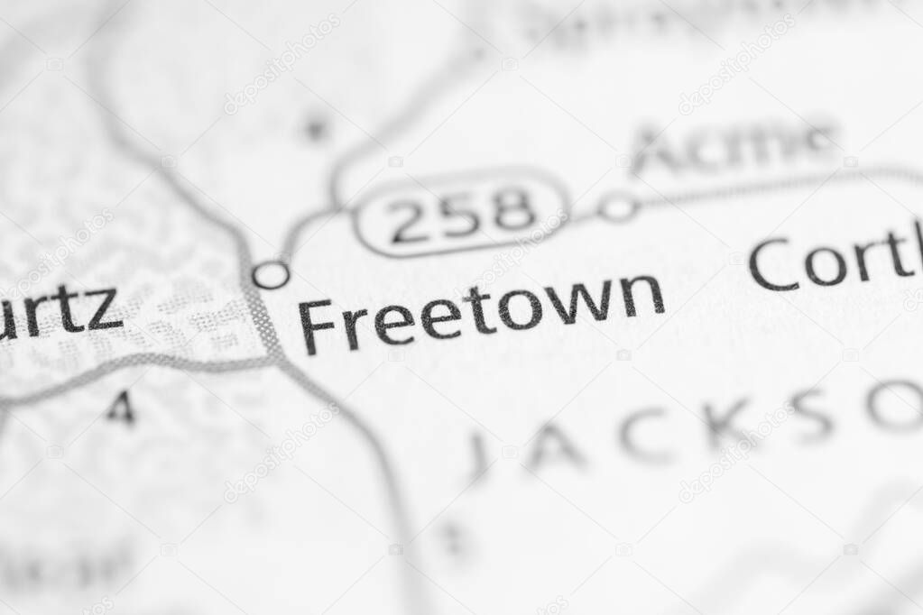 Freetown. Indiana. USA on the map