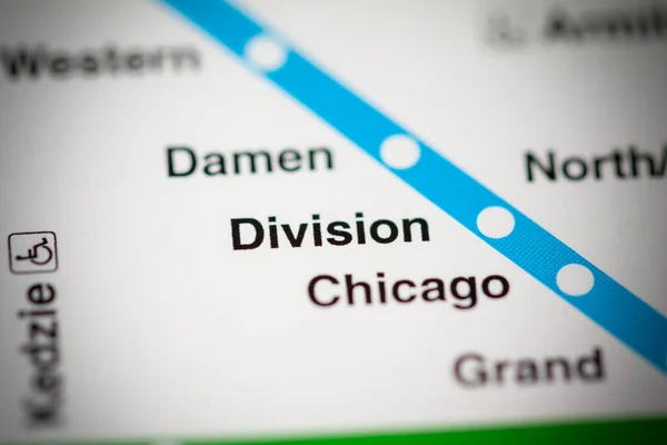 Division Station on the map. Chicago Metro map.