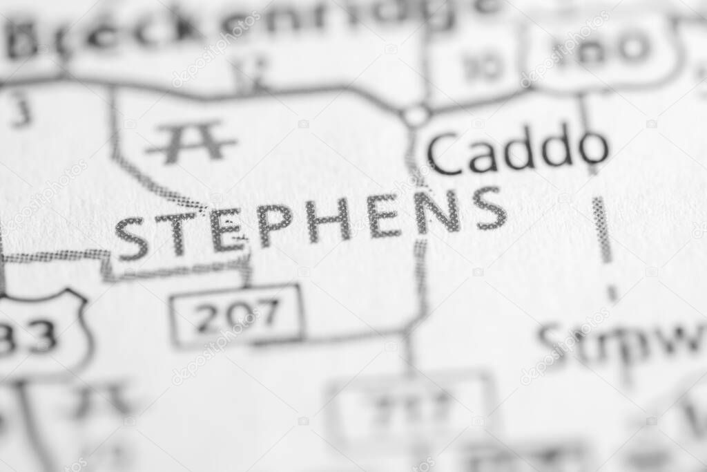 Stephens. Texas. USA on the map