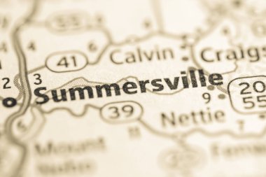 Summersville. West Virginia. USA, detailed view on the map clipart