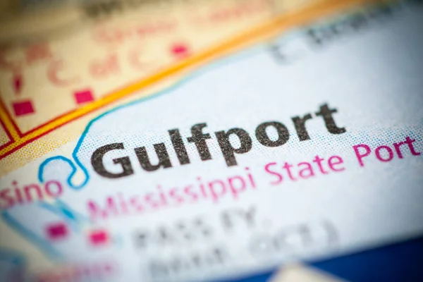 Gulfport 密西西比地图上的美国 — 图库照片