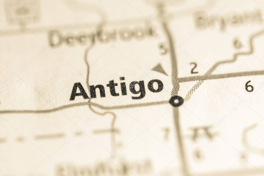 Antigo. Wisconsin. USA on the map