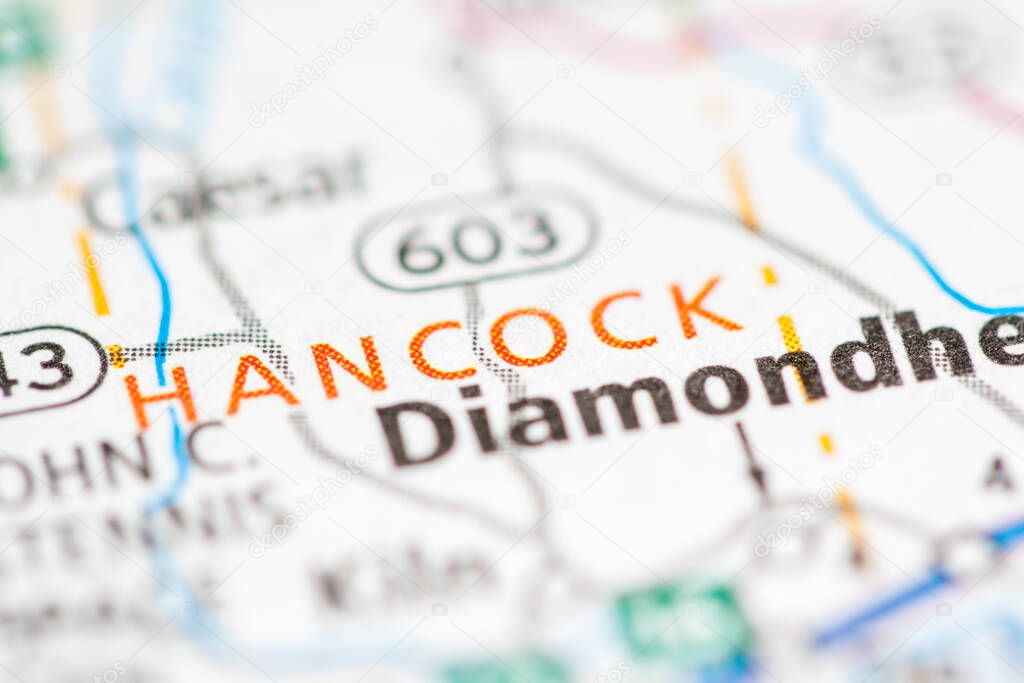 Hancock. Mississippi. USA on the map