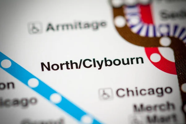 North/Clybourn Station on the map. Chicago Metro map.