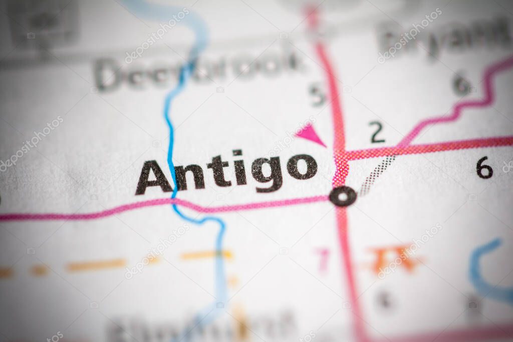 Antigo. Wisconsin. USA on the map