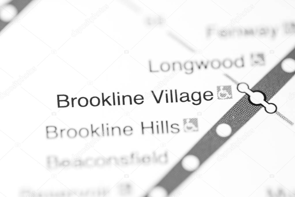 Brookline Village Station. Boston Metro map.