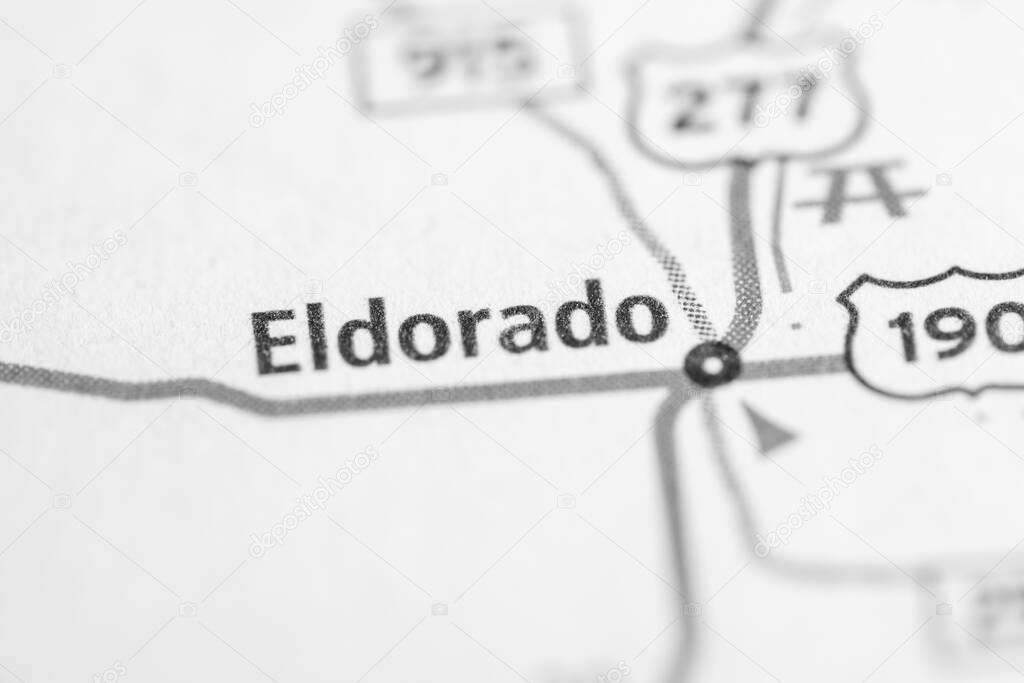 Eldorado. Texas. USA on the map