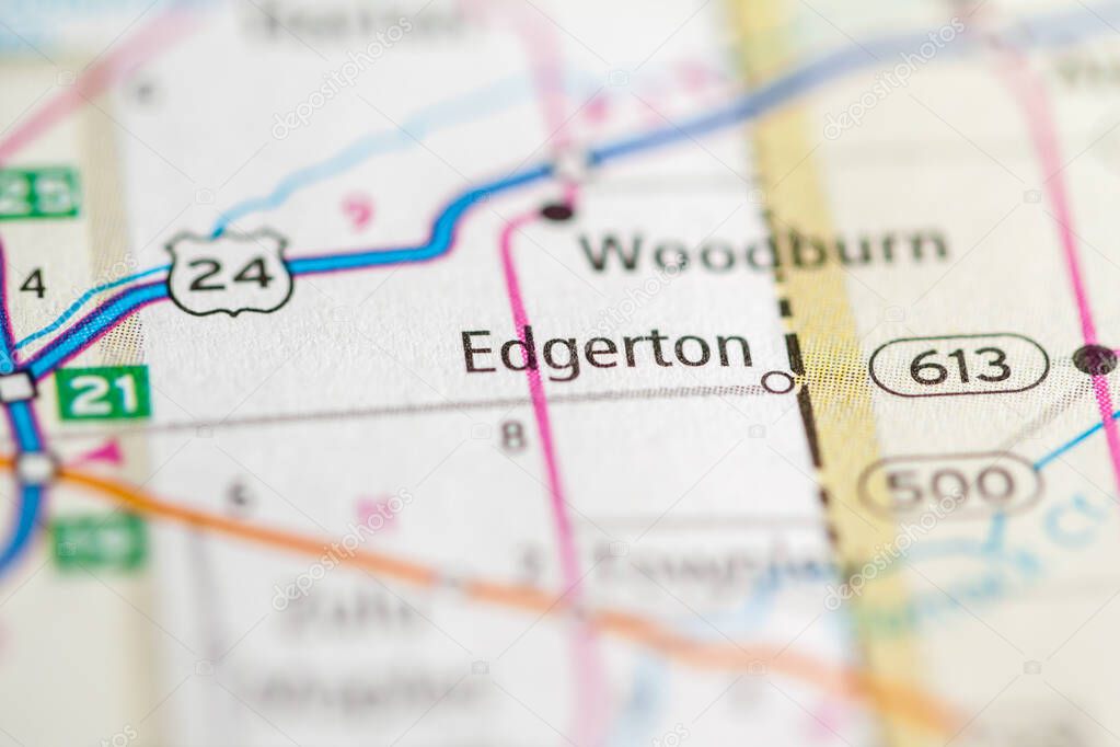 Edgerton. Indiana. USA on the map