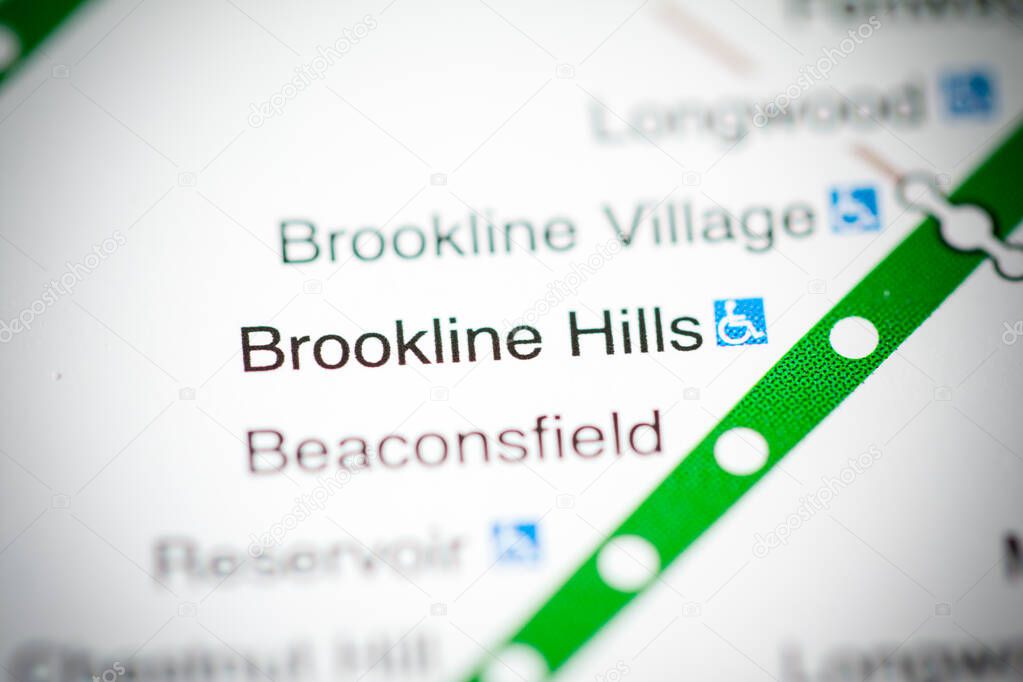 Brookline Hills Station. Boston Metro map.