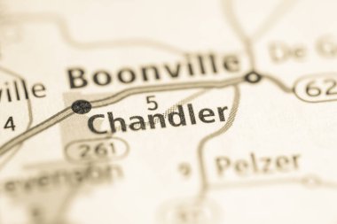 Chandler. Indiana. USA on the map clipart