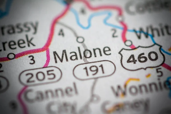 Malone Kentucky Usa Detailní Pohled Mapě — Stock fotografie