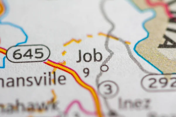 Job. Kentucky. USA on the map