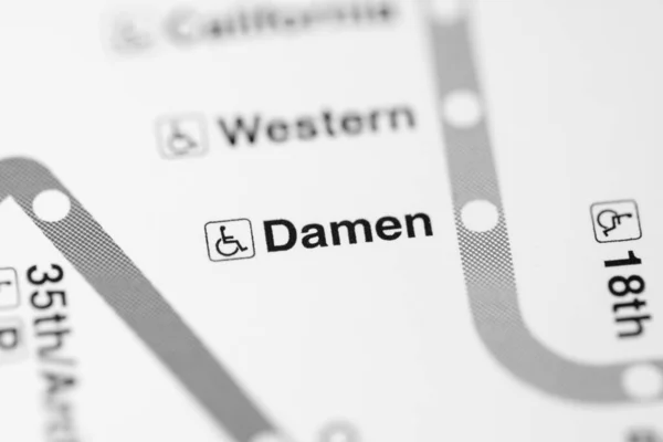 Damen Station on the map. Chicago Metro map.