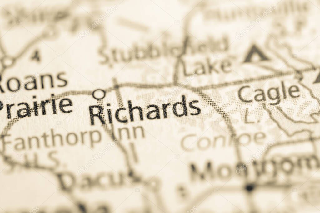 Richards. Texas. USA on the map