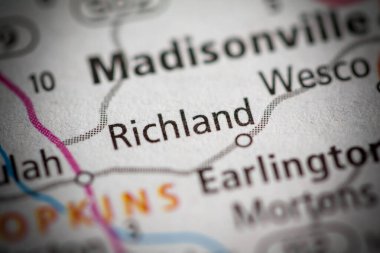 Richland. Kentucky. USA on the map clipart