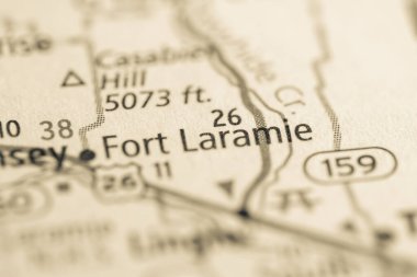 Fort Laramie. Wyoming. USA on the map clipart